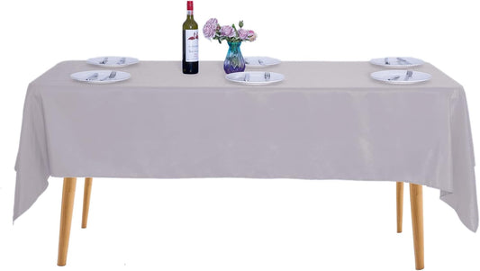 Ascoza 2pack 60x102 Inch Silver Rectangular Tablecloth 6 Feet Table Cloth in Polyester Fabric for Wedding/Banquet/Restaurant/Parties