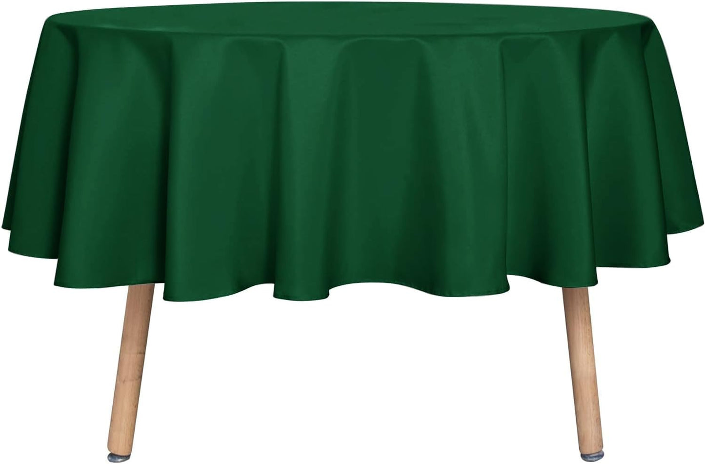 sancua Round Tablecloth - 80 Inch - Water Resistant Spill Proof Washable Polyester Table Cloth Decorative Fabric Table Cover for Dining Tables, Buffet Parties and Camping, Hunter Green