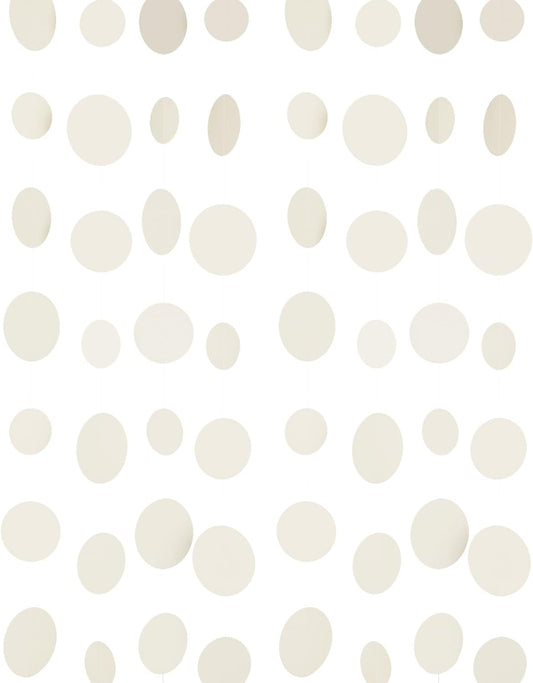 Beige Neutral Party Garland - Multi-Size Circles (3''/2.5''/2'') for Birthday Wedding Baby Shower, 10ft/Strand with 30 Dots, 2 Pack