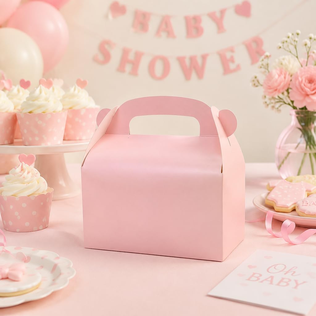 Oletx 30Pcs Pink Party Favor Treat Boxes Goodie Gable Paper Gift Box