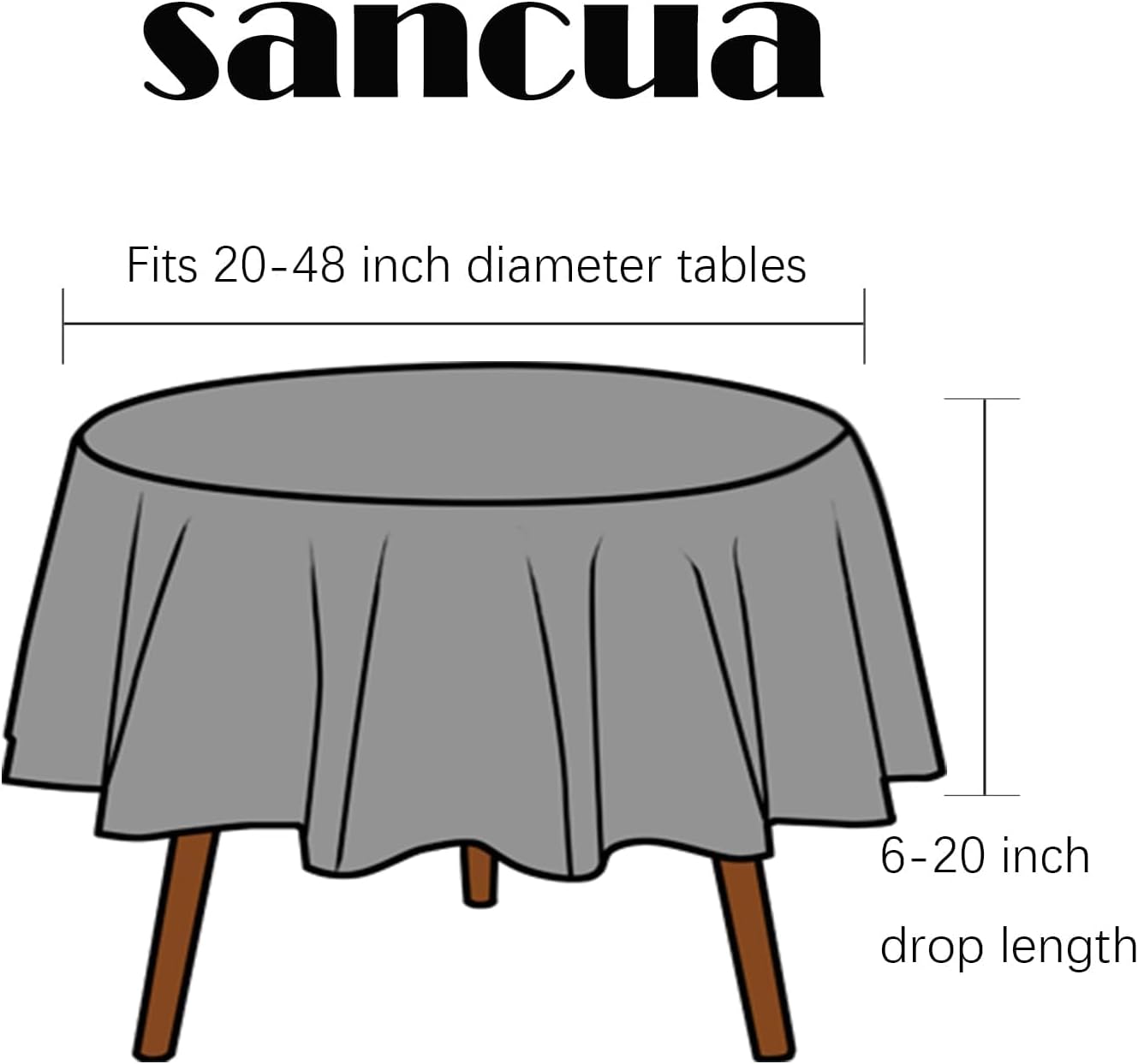 sancua Round Tablecloth - 60 Inch - Water Resistant Spill Proof Washable Polyester Table Cloth Decorative Fabric Table Cover for Dining Tables, Buffet Parties and Camping, Yellow