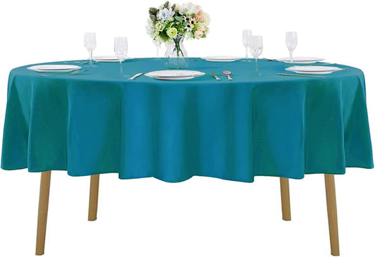 60 inch Round Tablecloth Washable Polyester Table Cloth Decorative Table Cover for Wedding Party Dining Banquet（60 inch,Caribbean Blue）