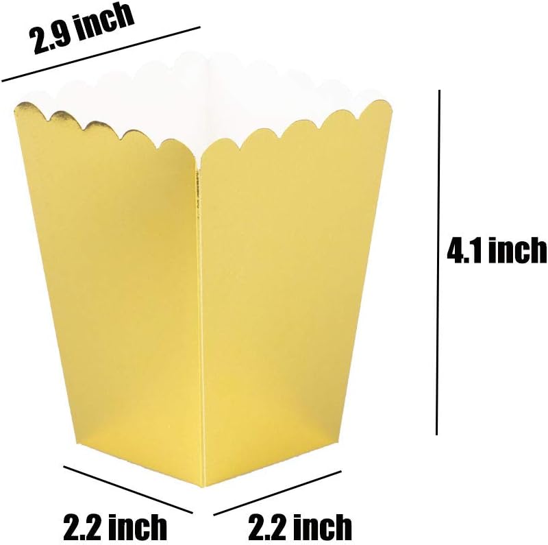 YESON Gold Popcorn Boxes Mini Paper Popcorn Box for Party,Pack of 36