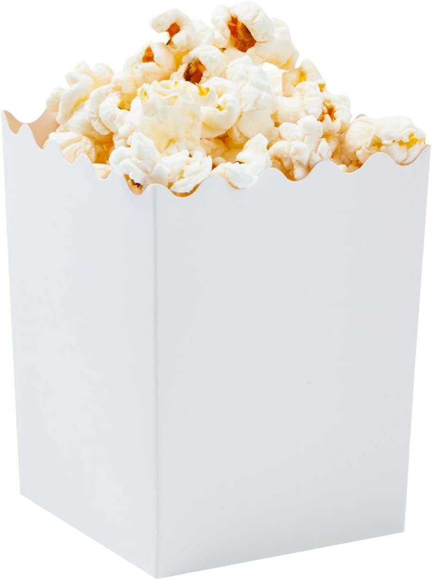 Juvale 100 Pack Mini Popcorn Boxes for Party, Bulk White Popcorn Containers for Movie Night Decorations (3 x 4 In) - Carnival Decor