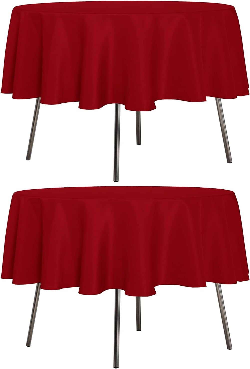 sancua 2 Pack Round Tablecloth 70 Inch Red, Stain and Wrinkle Resistant Table Cloth - Washable Polyester Table Cover for Dining Tables, Buffet Parties and Camping
