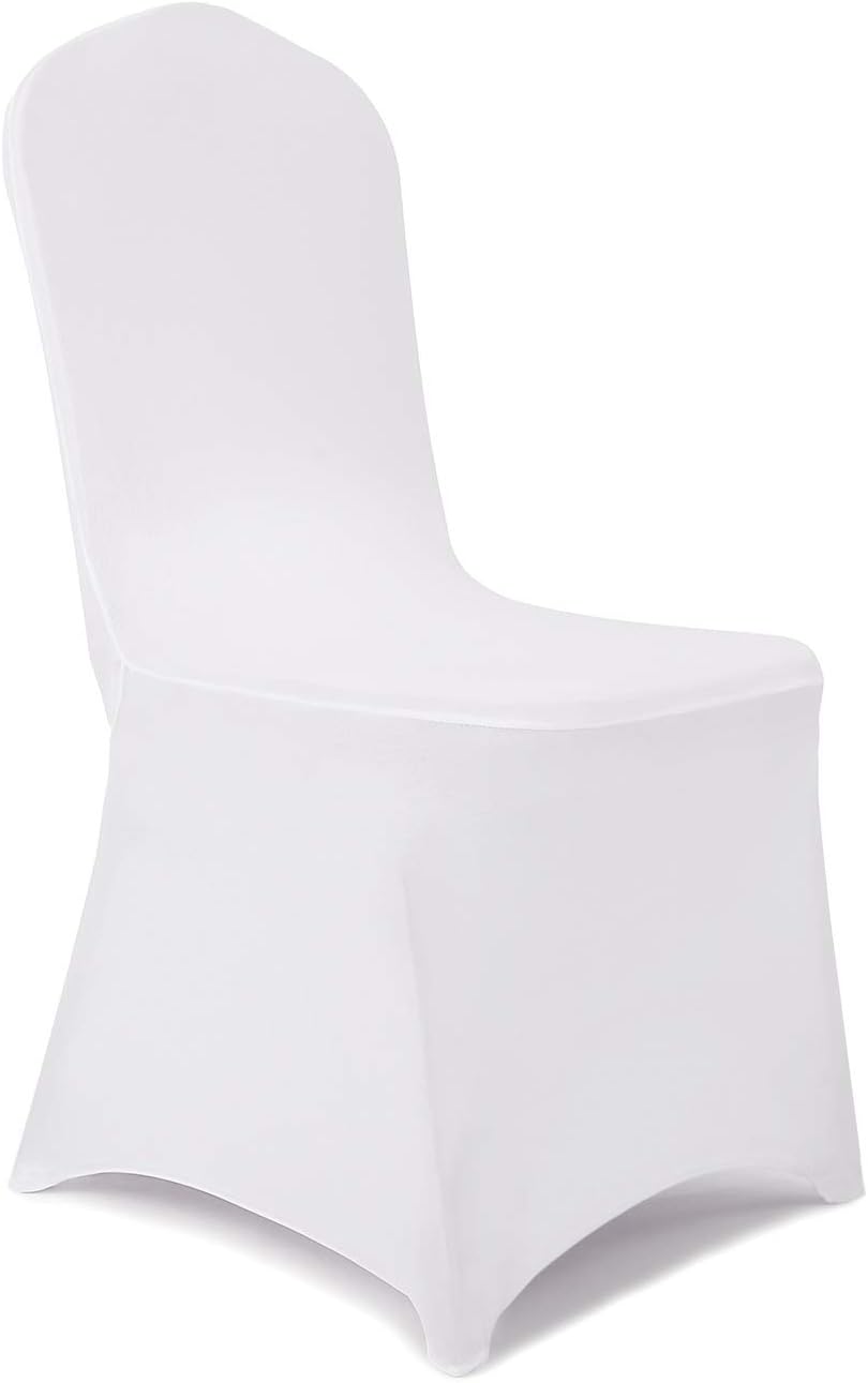 Peomeise 50pcs Stretch Spandex Chair Cover for Wedding Party Dining Banquet Event (White, 50)