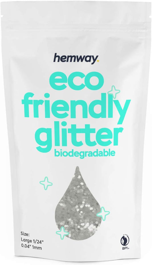 Hemway Biodegradable Glitter Eco Friendly - 100g/3.5oz Bio Cosmetic Safe Sparkle Vegan for Face Eyeshadow Body Hair Festival Makeup Craft - Super Chunky (1/8" 0.125" 3mm) - White Iridescent