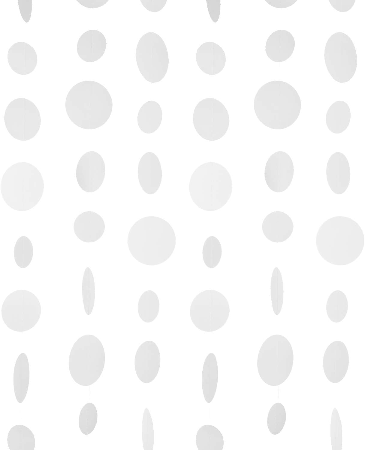 White Paper Garland Circle Dot Party Banner Wall Streamers Backdrop Ceiling Hanging Decorations, 20 Feet in Total
