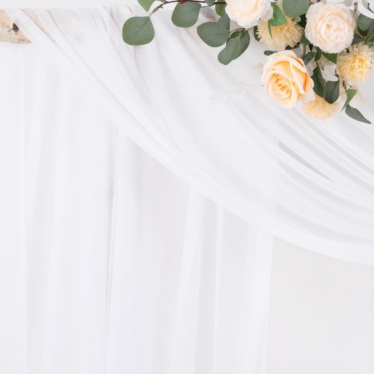 Socomi White Sheer Wedding Arch Draping Fabric 29" x 20Ft 1 Panel Outdoor Curtain Drapes Extra Long for Bridal Baby Shower Ceremony Birthday Party Decor