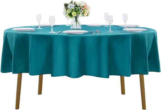 90 inch Round Tablecloth Washable Polyester Table Cloth Decorative Table Cover for Wedding Party Dining Banquet（90 inch,Teal）