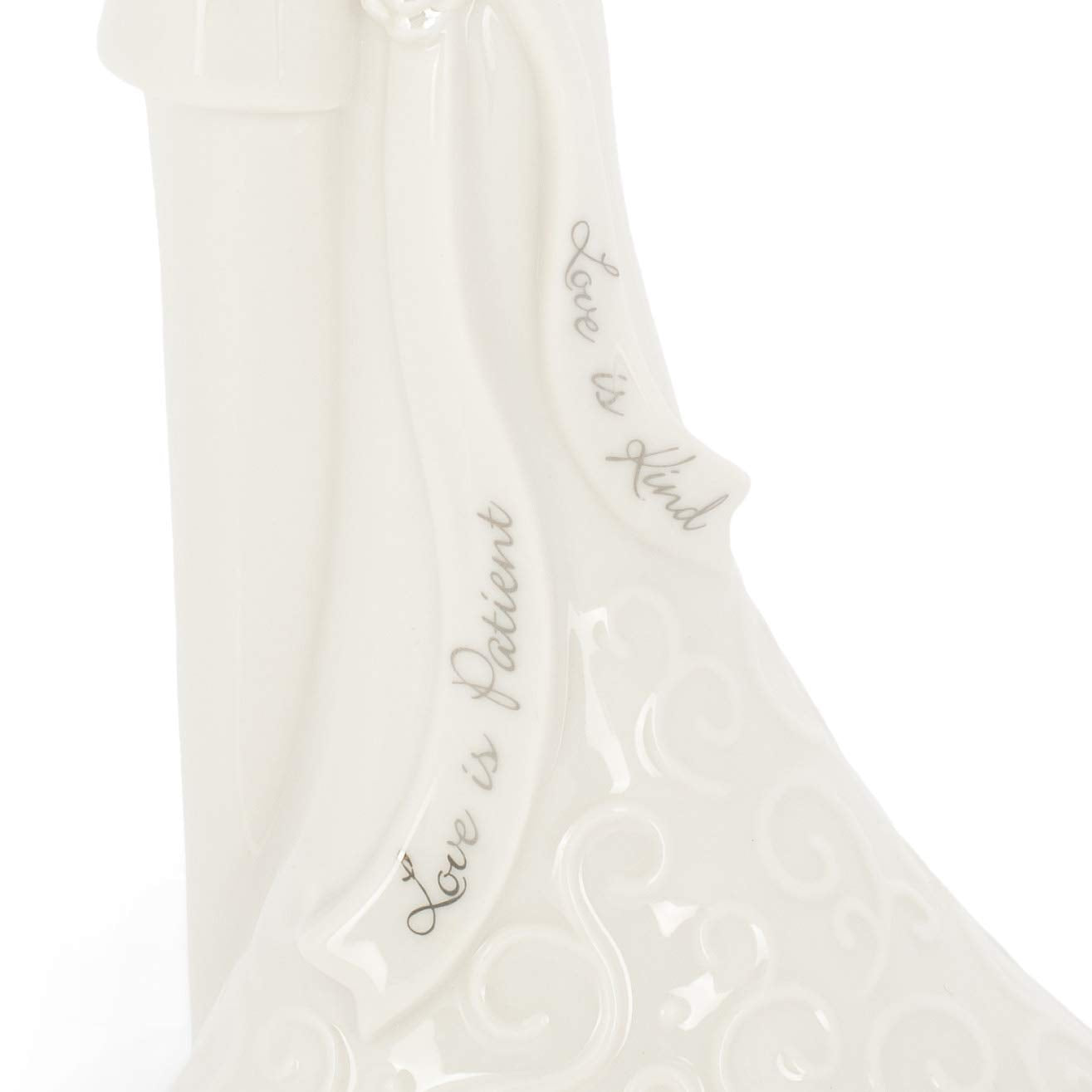 Roman 8.5" Wedding Cake Topper – Elegant Bride and Groom Figurine with “Love Is Patient”