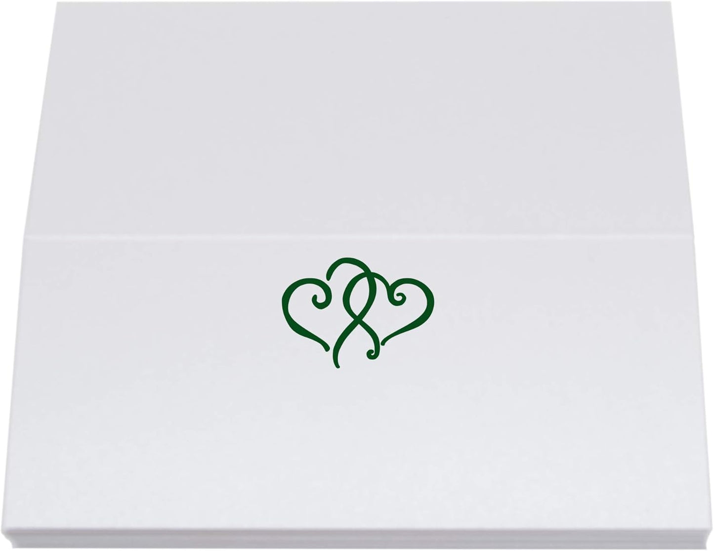 Linked Hearts Place Cards, Hunter Green (Choose Color), Set of 60, Pre-cut and Scored - Wedding, Party, Dinner, and Special Events - Made in the USA