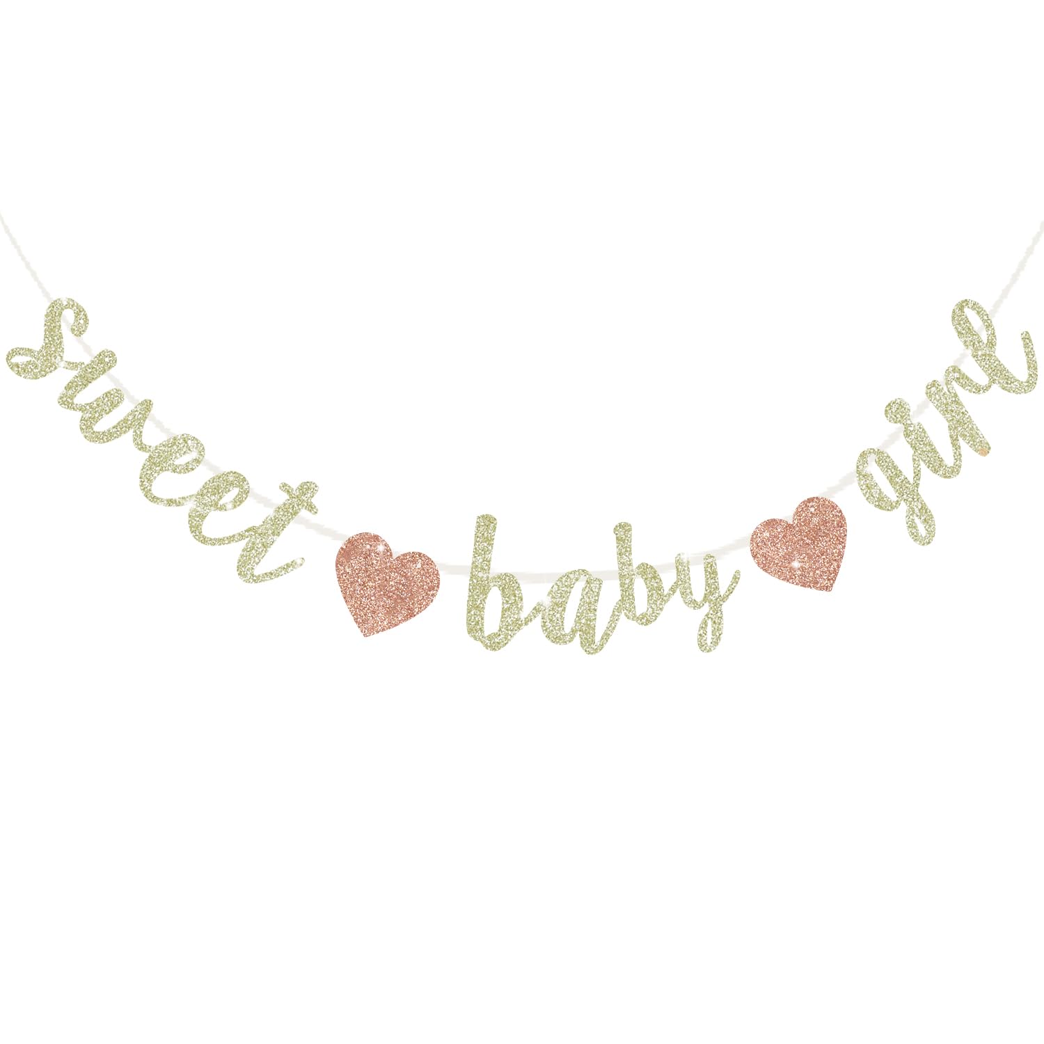 BEISHIDA Pre-Strung Glitter Champagne Girl Baby Banner Baby Shower Decor