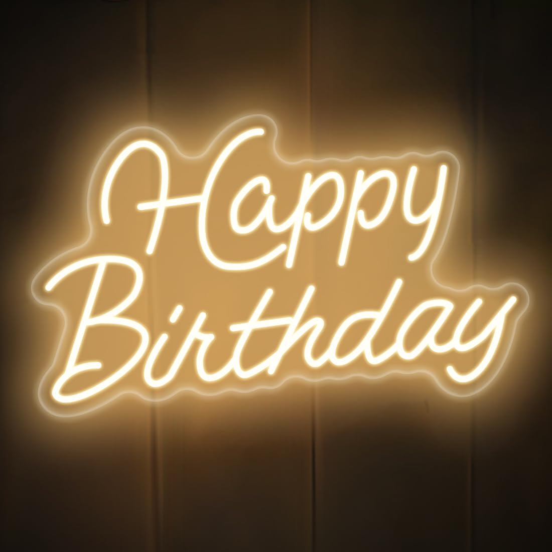 Happy Birthday Neon Sign for Birthday Party 16.5x9.8 inch Warm White