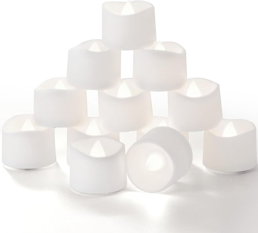Homemory Timer Tea Lights Candles Battery Operated, 6H Timer Built-in, Auto On Daily, Flameless LED Tealight Votives for Table Centerpieces, Lantern, Holiday Decor, Cool White, No Remote, 24-Pack