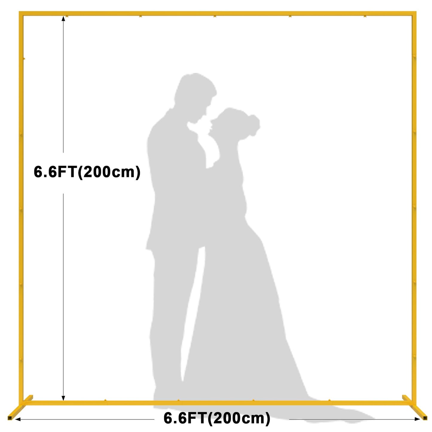 Wokceer Square Backdrop Stand Gold Metal Wedding Arch Stand 6.6FT x 6.6FT