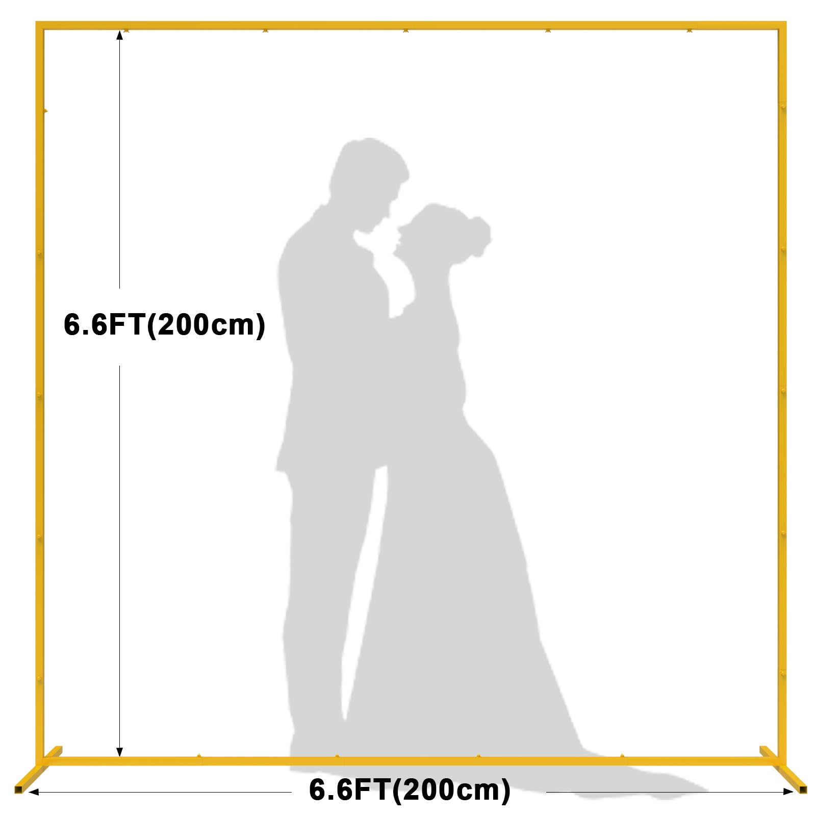 Wokceer Square Backdrop Stand Gold Metal Wedding Arch Stand 6.6FT x 6.6FT