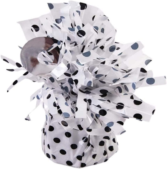 PMU 3 Pcs Polka Dot Kisses Balloon Weights - Decorative Balloon Weight for Christmas, Thanksgiving, Birthday, Party Favors, Wedding & Baby Shower - 6oz. White With Black, Pkg/3