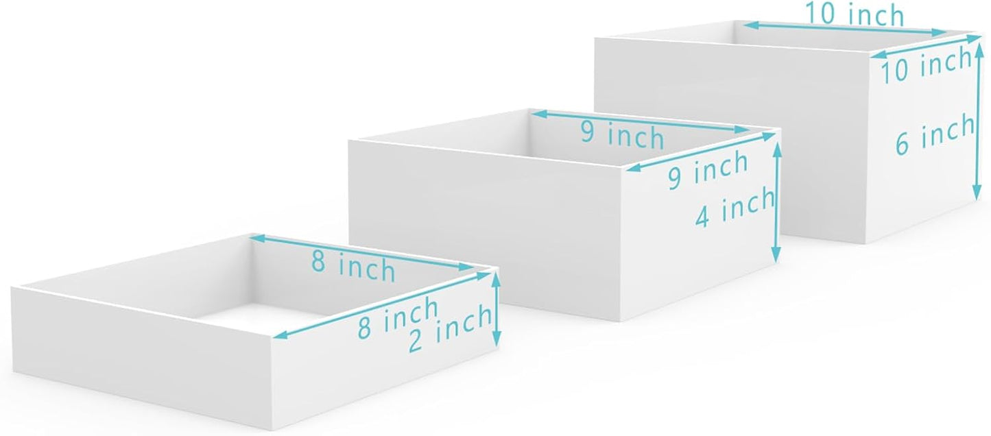 PecMuikee Buffet Risers, Food Risers for Buffet Table, Display Stand Shelf for Catering Dessert Collectibles Jewelry Figures Show, Acrylic Cube Display Nesting Risers with Hollow Bottoms 6PCS 8"9"10"