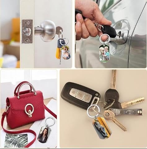 Personalized Double-sided Photo Text+Icons Keychain Drive Safe Boy Girlfriend Pet Memorial Anniversary Custom Keychain Gifts