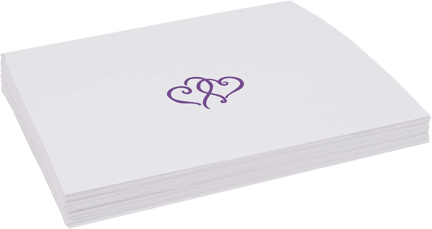 Linked Hearts Place Cards, Purple (Choose Color), Set of 25, Pre-cut and Scored - Wedding, Party, Dinner, and Special Events - Made in the USA