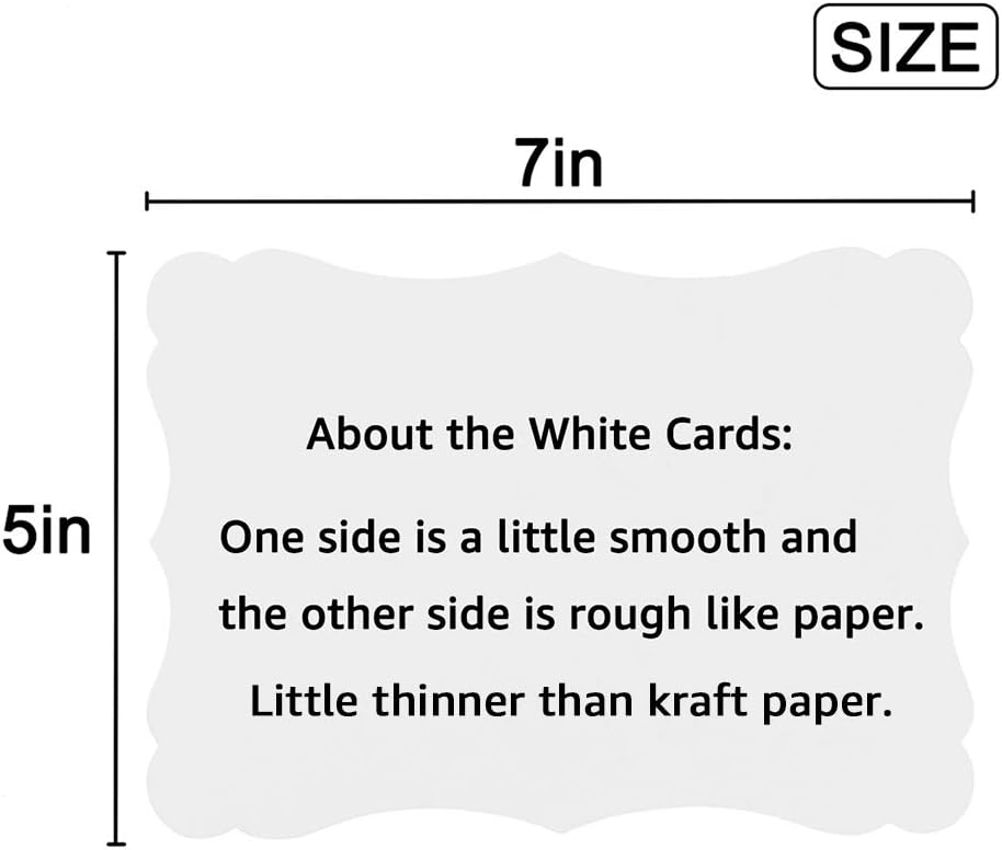 50 Pack Blank Kraft Cards Cardstock Thick Paper Brown Greeting Cards for DIY Gift Card Menus, Baby Shower and Wedding Invitations (White, 5x7IN)