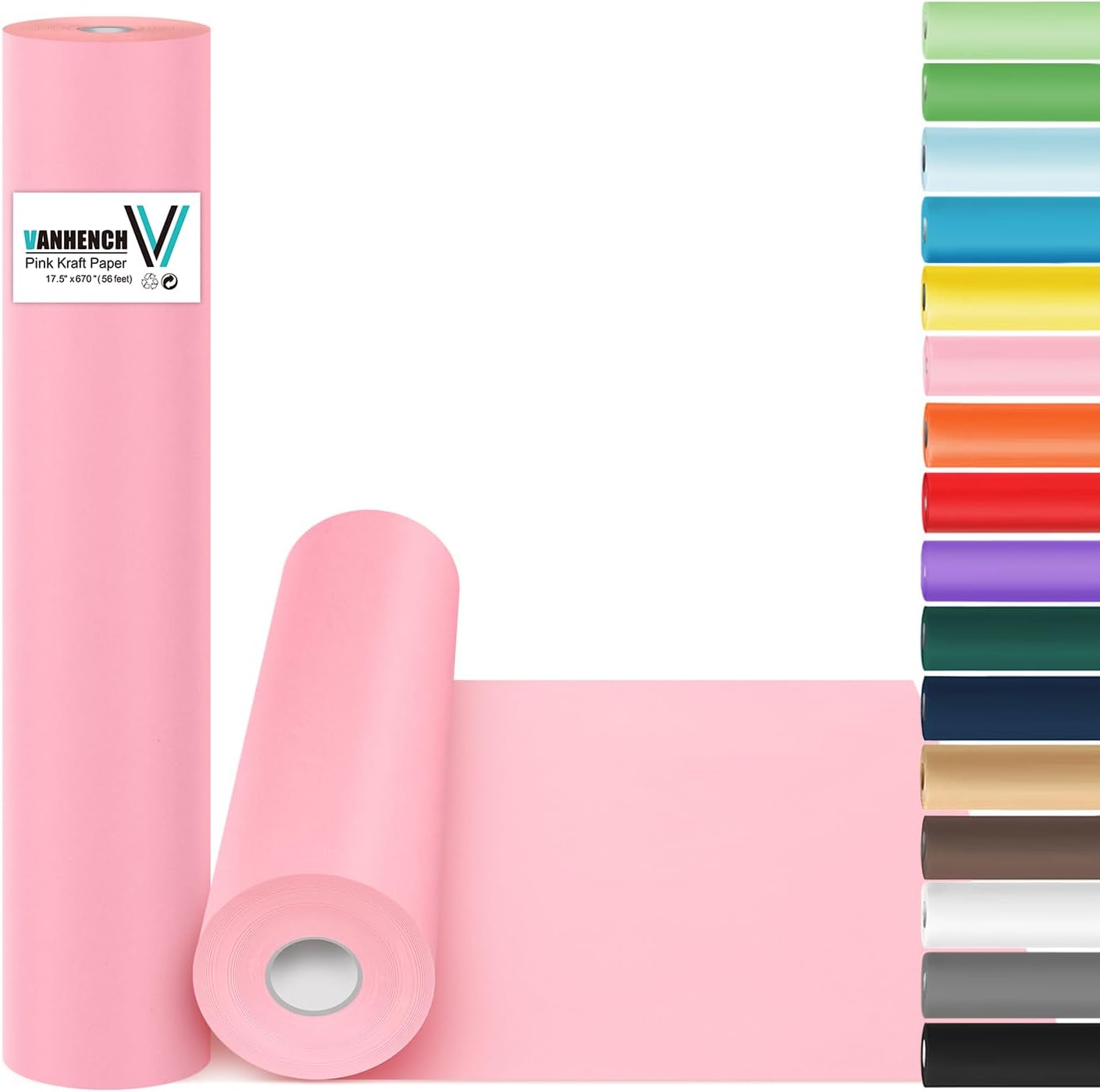 Vanhench 17.5"×963" (80 1/4FT) Pink Wrapping Paper Roll, Bulletin Board Paper, Color Kraft Paper Roll for Art Crafts, Wedding, Birthday, Mothers Day Gifts, Bouquet Flower Wrapping