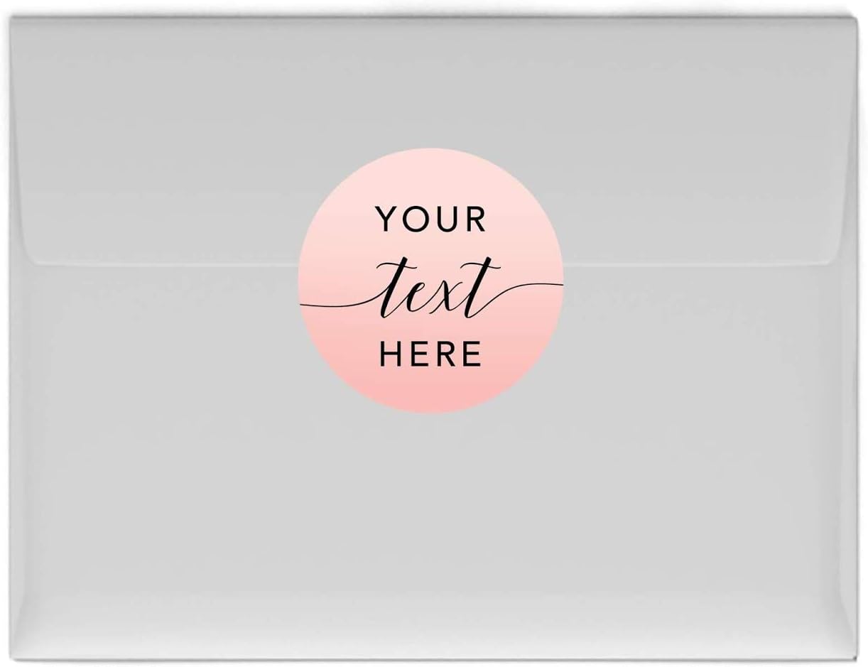 Andaz Press Personalized Blush Pink Rose Elegant Party Collection, Round Circle Label Stickers, Your Text Here, 40-Pack, Custom Favors Decor Envelope Seals