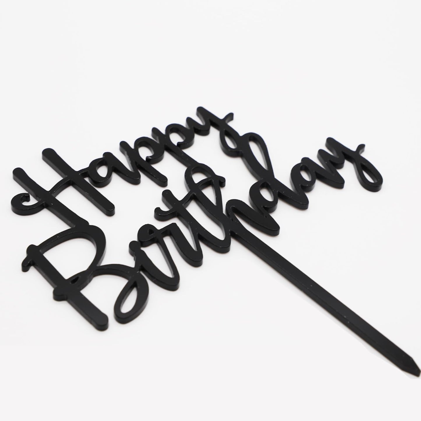 Happy Birthday Cake Topper, Black Acrylic Versatile Cake Topper for Birthday Party Decoration Ideas, Perfect Keepsake for your family and friends