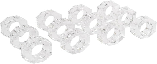 Crystal Napkin Rings, Elegant Table Decor Holders for Wedding, Christmas, Thanksgiving, Holiday Dining, 12 Pack