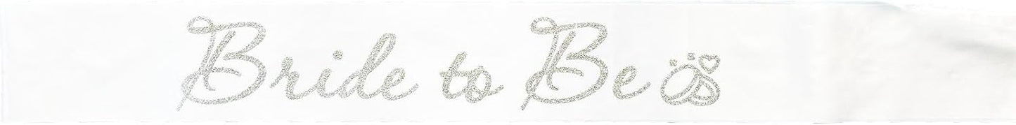 White Bride to Be Sash for Bridal Shower Bachelorette Party Wedding Hen Party Decorations Engagement Gifts Favors Miss to Mrs Sash with Glitter Letter Silver