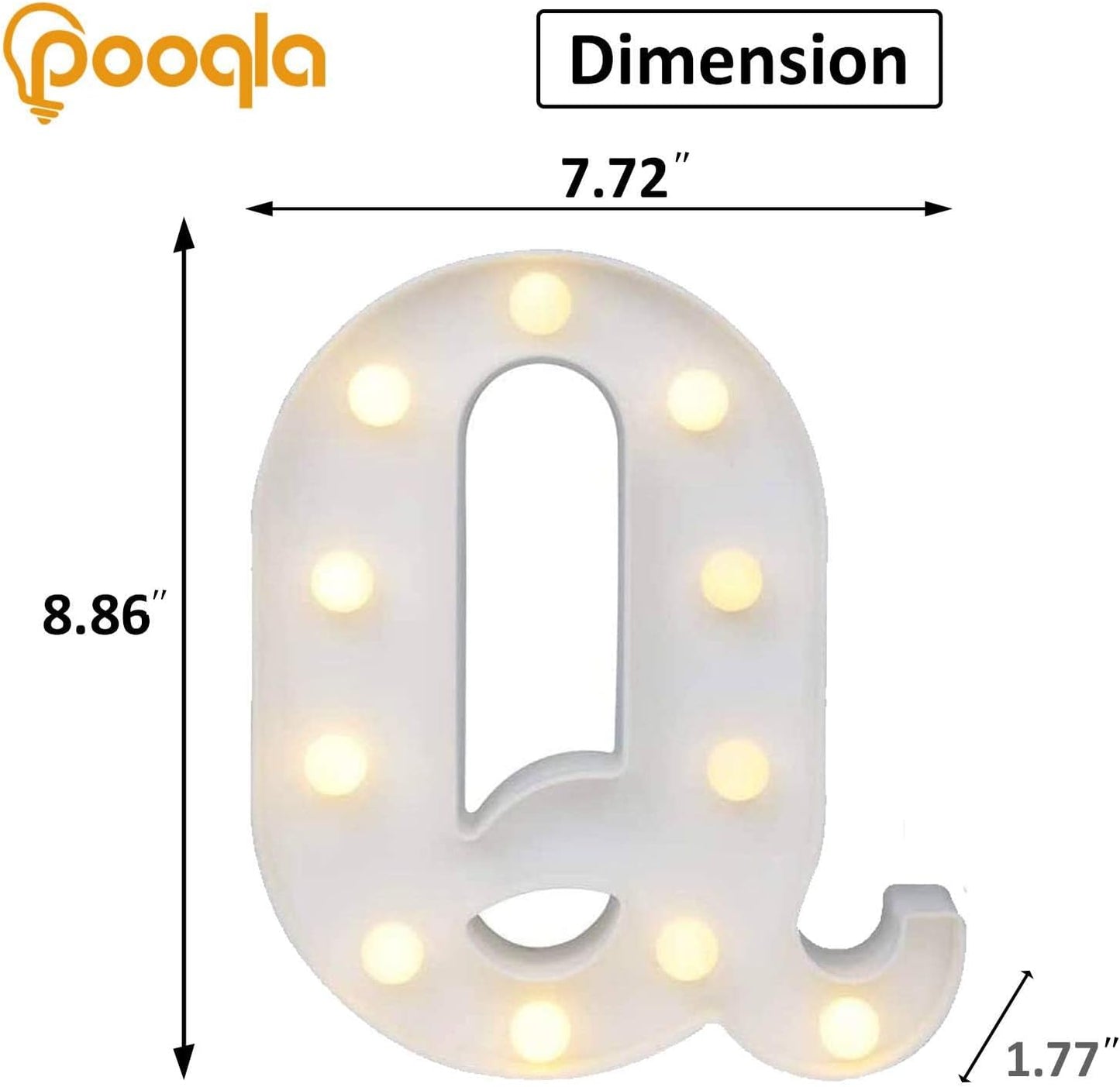 Pooqla LED Marquee Letter Lights Sign, Light Up Alphabet Letter for Home Party Wedding Decoration Q