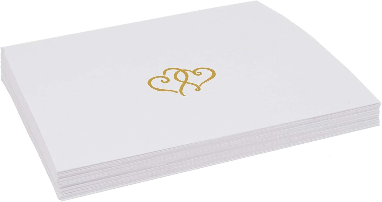 Linked Hearts Place Cards, Gold (Choose Color), Set of 60, Pre-cut and Scored - Wedding, Party, Dinner, and Special Events - Made in the USA