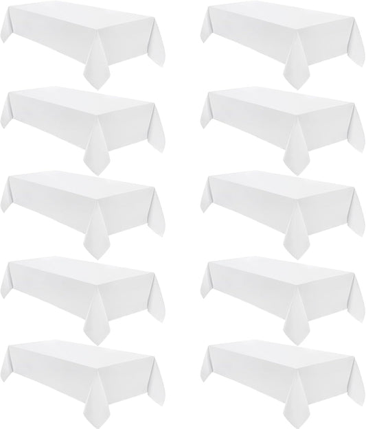 VidaFete Tablecloth 60 * 120inch 10pack Rectangle Table Cloth Polyester, Stain Wrinkle Resistant Dining Table Cover for Kitchen Dinning Party Wedding Rectangular Tabletop Buffet Decoration(White)