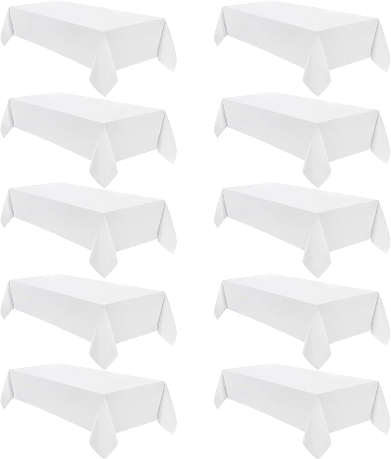 VidaFete Tablecloth 60 * 102inch 10pack Rectangle Table Cloth Polyester, Stain Wrinkle Resistant Dining Table Cover for Kitchen Dinning Party Wedding Rectangular Tabletop Buffet Decoration(White)