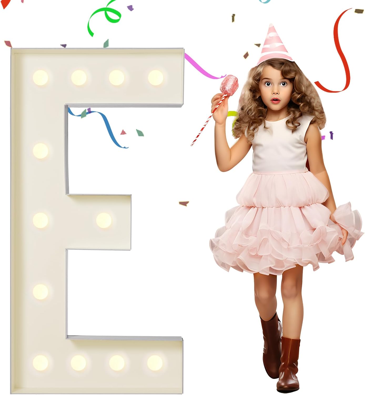 eufony Marquee Letters 4 Feet Tall, 4 FT Marquee Light Up Letters, Giant Light Up Letters 4FT for Birthday Party Baby Shower Gender Reveal Graduation Decorations, Letter E with LED Lights DIY Kit