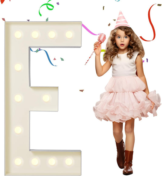 eufony Marquee Letters 4 Feet Tall, 4 FT Marquee Light Up Letters, Giant Light Up Letters 4FT for Birthday Party Baby Shower Gender Reveal Graduation Decorations, Letter E with LED Lights DIY Kit