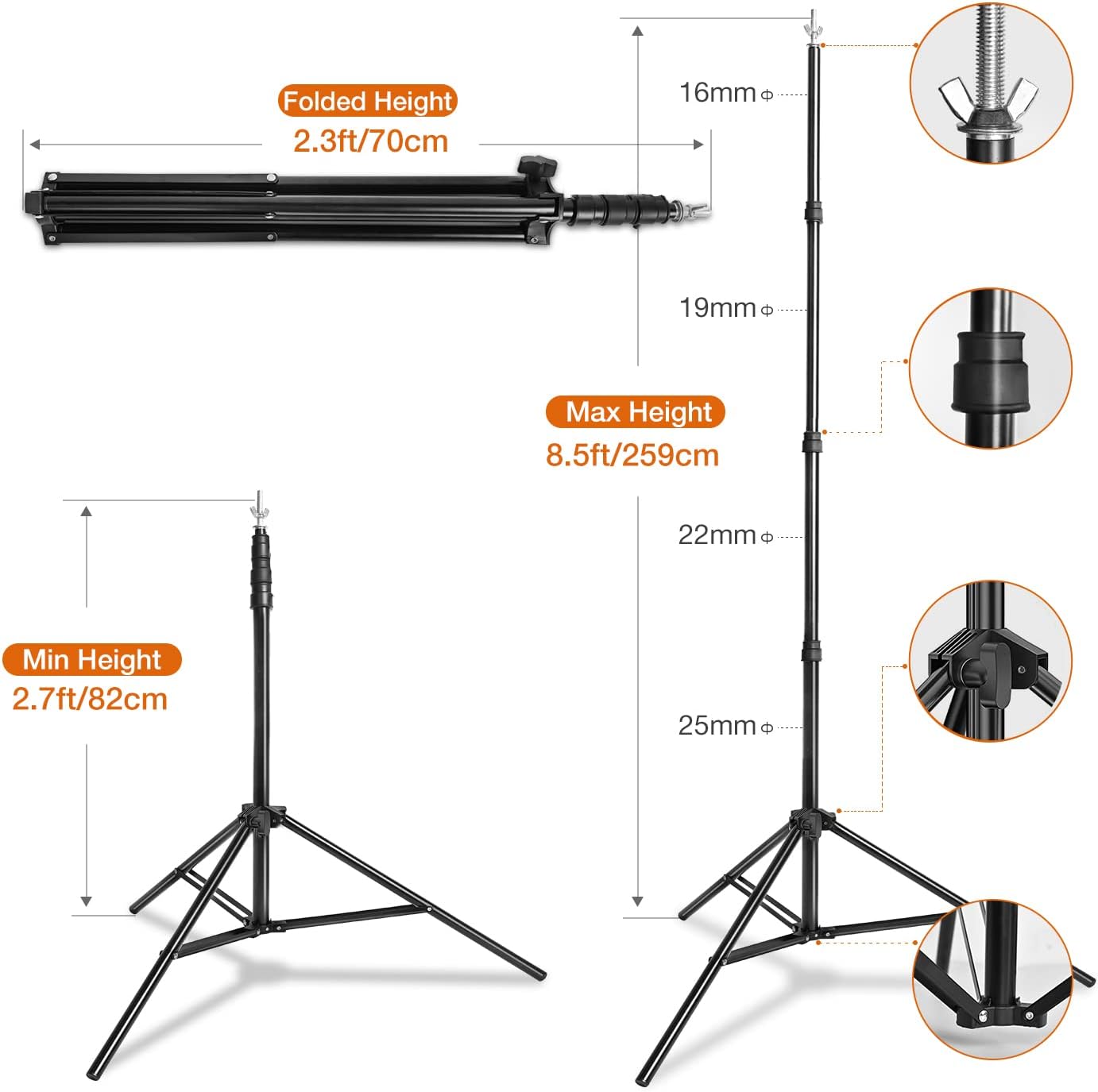 Yesker 8.5X10ft Background Stand Backdrop Support System Kit Photo Video Studio Adjustable Backdrop Stand for Photoshoot Photography Parties Wedding with Carrying Bag