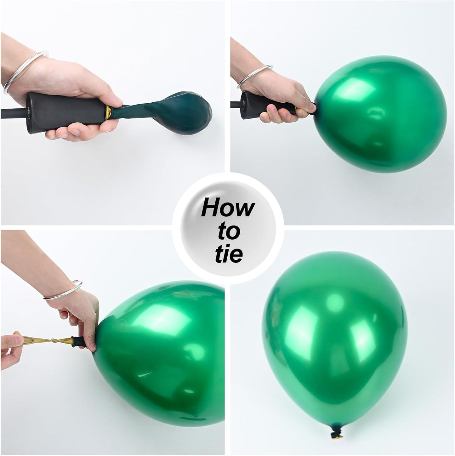 Chrome Green Balloons, 50 PCS 10 Inch Double Stuffed Metallic Dark Green Balloons, Shiny Thick Chrome Metallic Balloon Latex Helium Balloon for Birthday Wedding Graduation Party Decoration Supplies