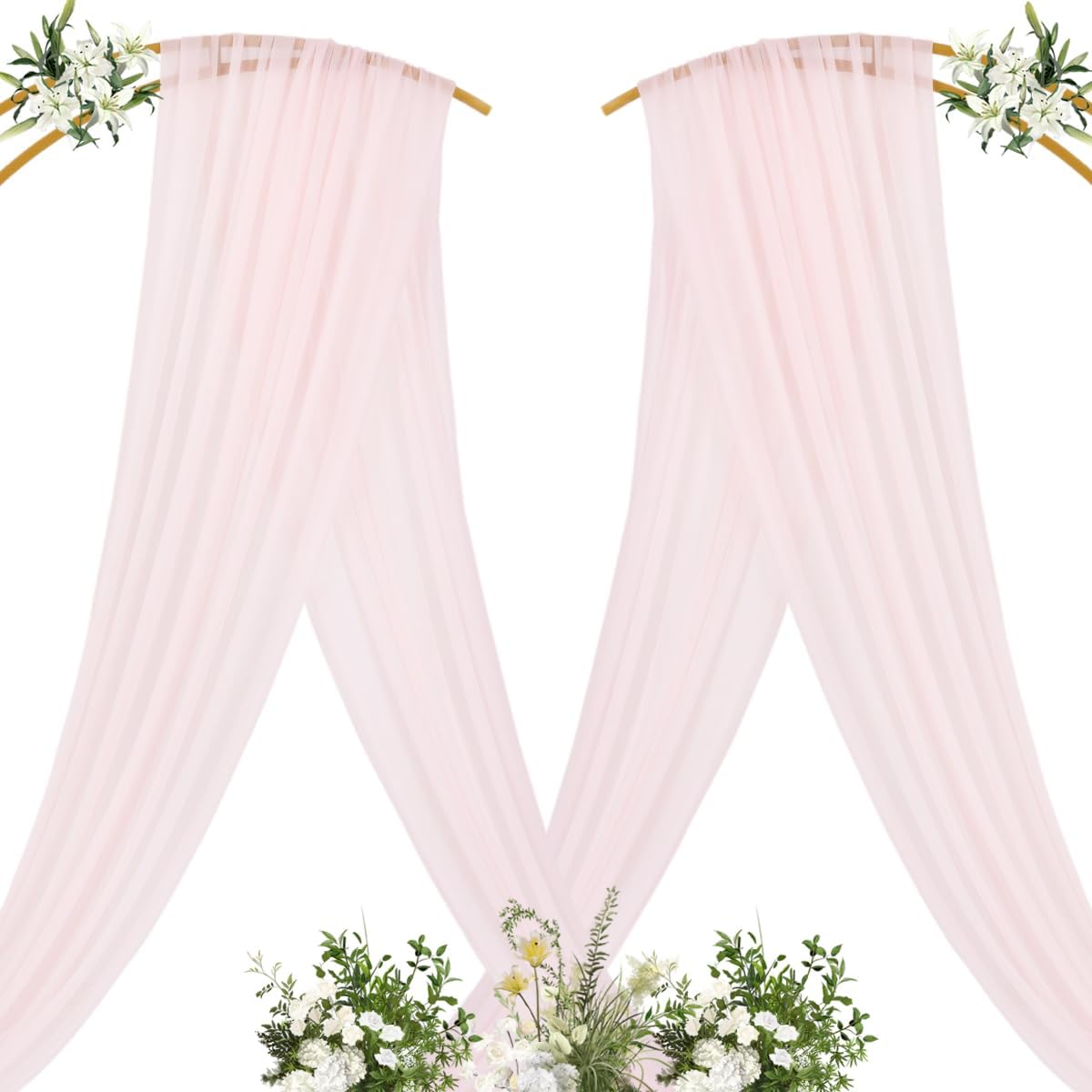 MLMC Blush Pink Wedding Arch Draping Fabric 1 Panel 29" x 20 FT Extra Long Gauze Drapes Sheer Backdrop Curtains 6.6 Yards Airy Outdoor Drapery Panels for Wedding Baby Shower Birthday Decor