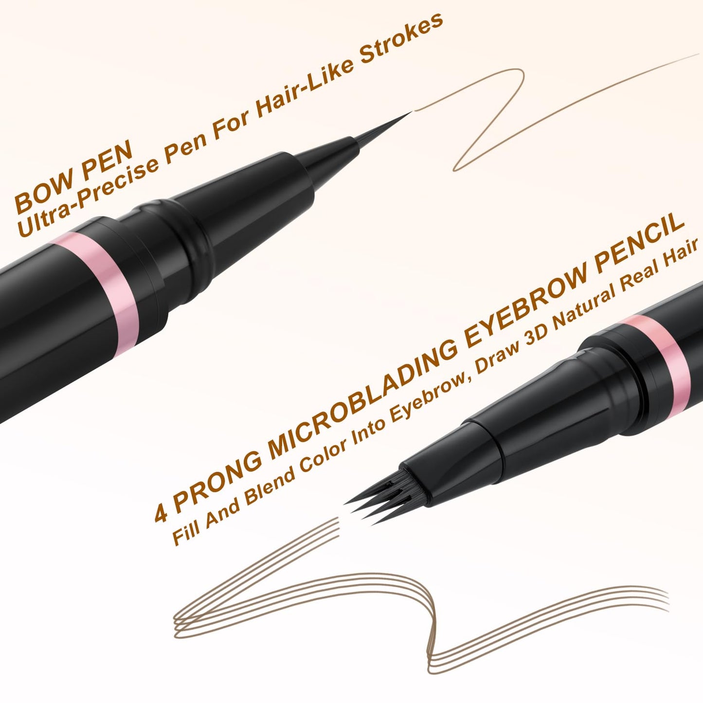Eyebrow Pencil,2-in-1 Waterproof Eyebrow Pen with 4 Tip Brow Pen and Ultra-Precise Brow Pencil,with Dual-ended Eyebrow Brush,Eyebrow Makeup for Natural Looking Eyebrows - Taupe