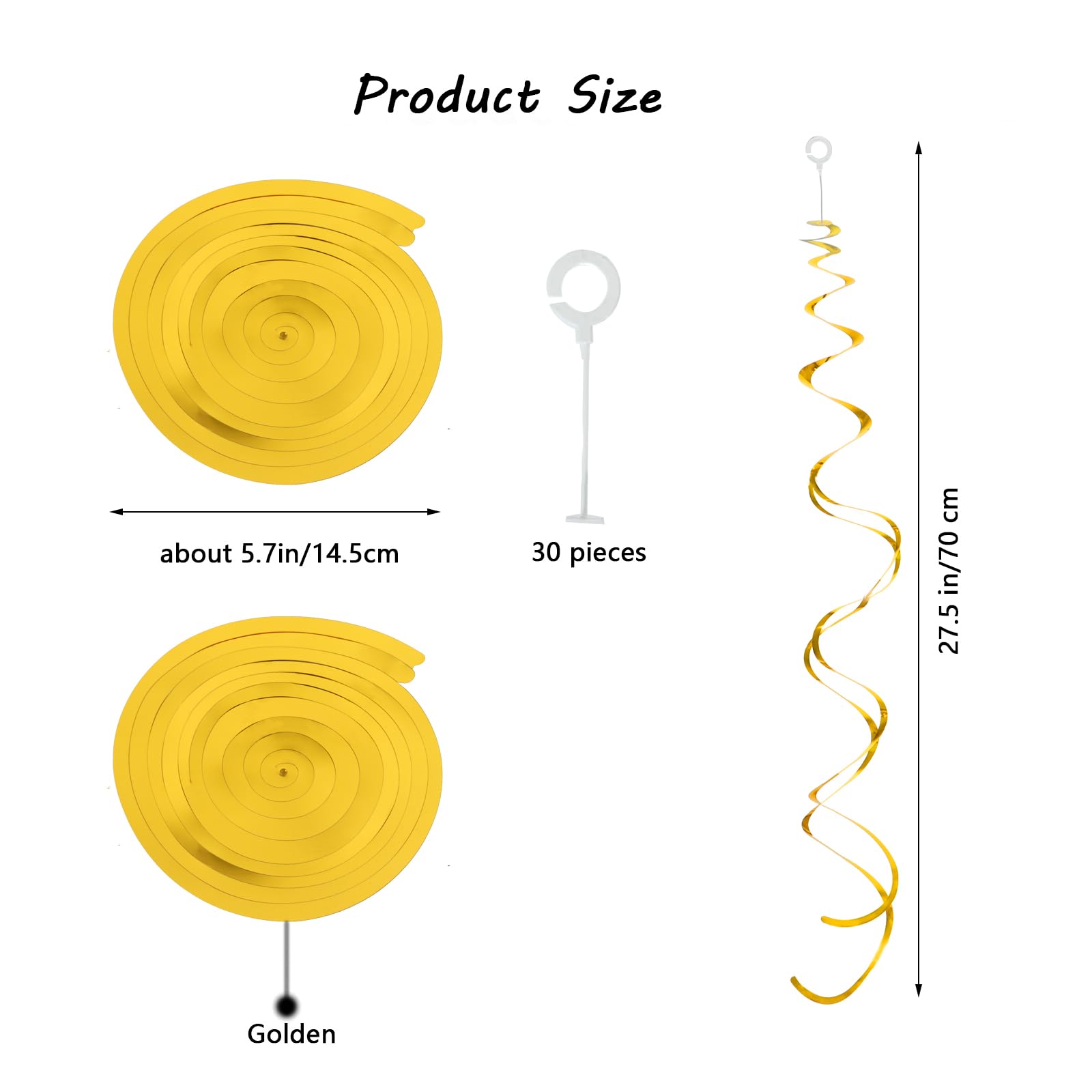 Gold Hanging Swirl Decorations 30 Pcs, Streamers Party Decorations -Twin Tails Ceiling Swirl Foil