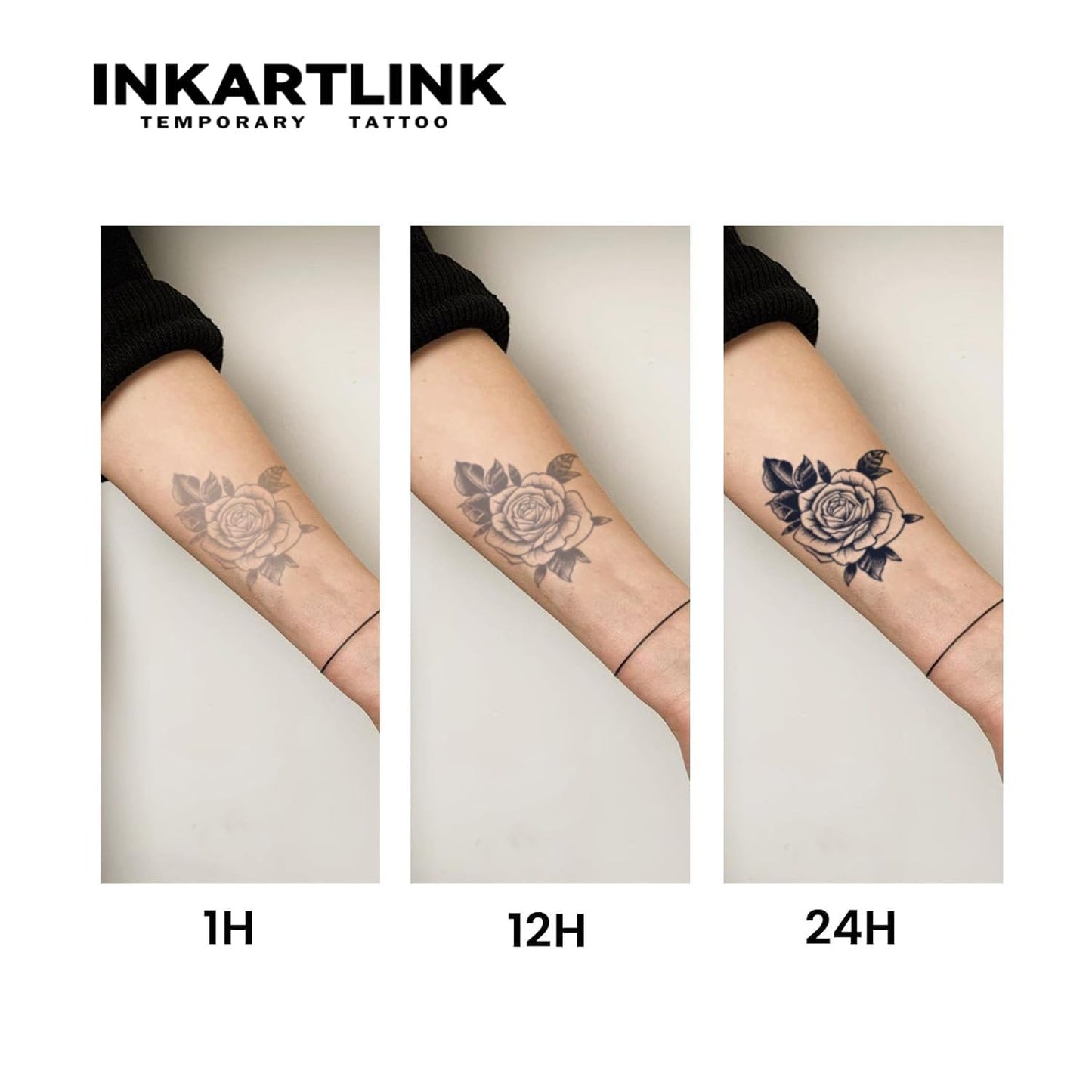 INKARTLINK Tattoo Tech, 2 Sheets Extra Large Semi Permanent Tattoo, Adult Art Design Temporary Tattoos, Lasts 1-2 Weeks, Waterproof, Realistic Look, No Adhesive, No Reflection (Flower)300