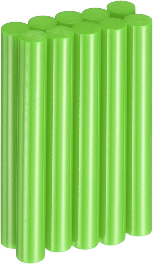 HARFINGTON 10pcs Hot Glue Sticks 0.43" Dia x 3.94" Long EVA Mini Hot Melt Adhesive Glue Stick for Hot Melt Gun Wood Plastic Glass Flowers Fabrics Foam, Light Green