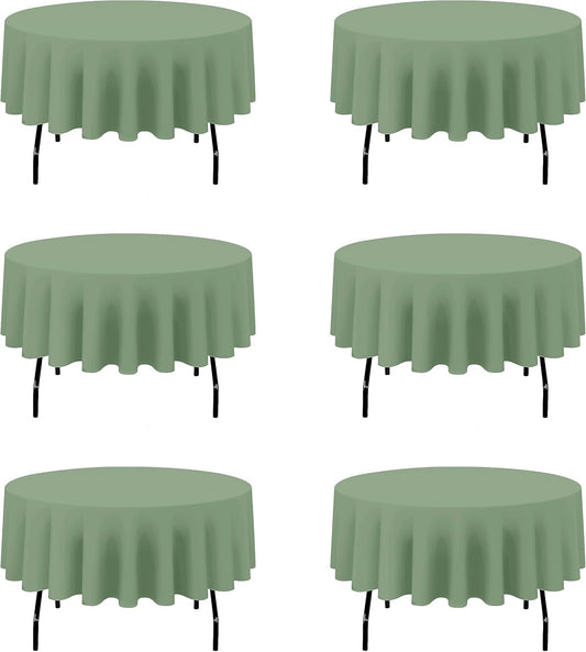 BRILLMAX 6 Pack Sage Green Round Tablecloths 90 Inch - Circle Bulk Linen Polyester Fabric Washable Table Cloth Cover for Wedding Reception Banquet Birthday Party Buffet Restaurant
