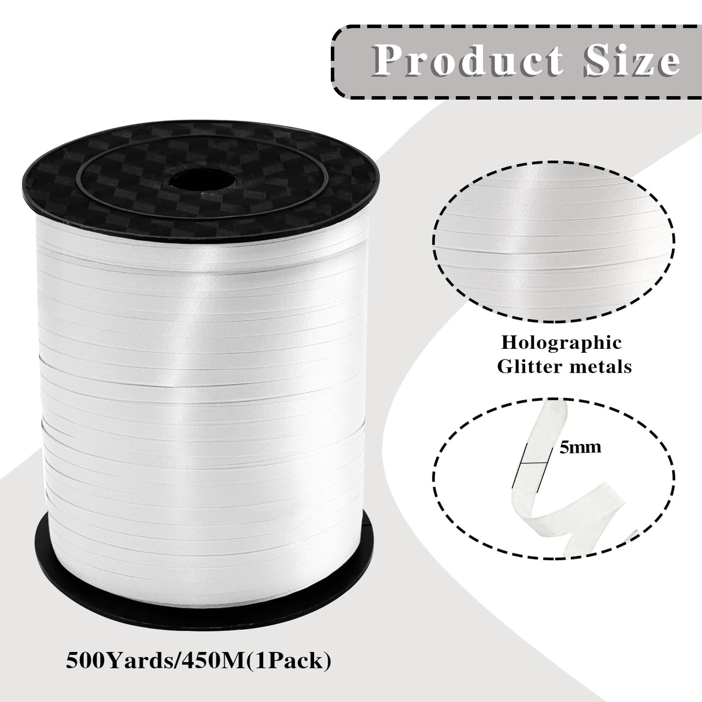 Premium White Curling Ribbon, 500 Yard for Gift Wrapping, Balloon String, Party Decoration, Baby