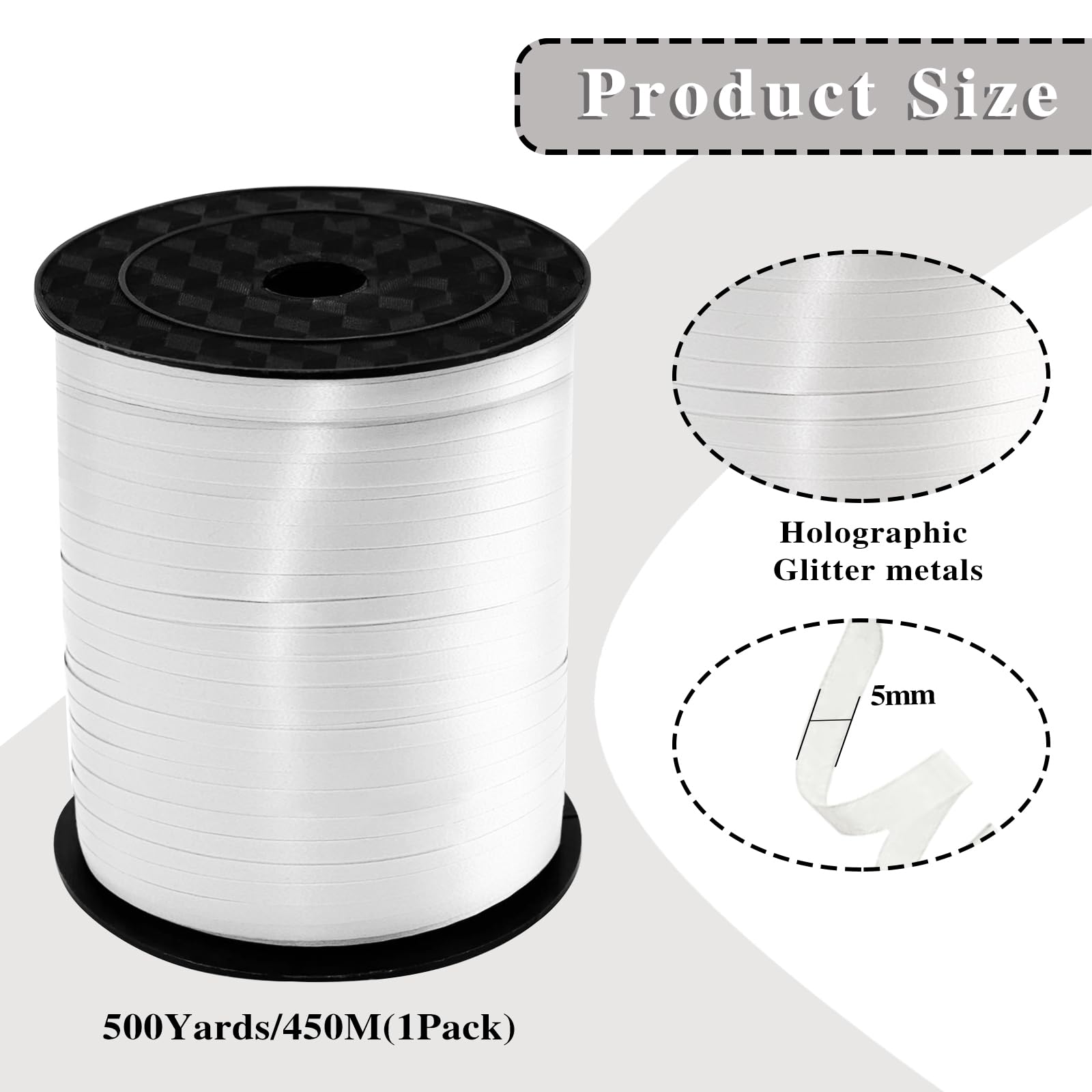 Premium White Curling Ribbon, 500 Yard for Gift Wrapping, Balloon String, Party Decoration, Baby