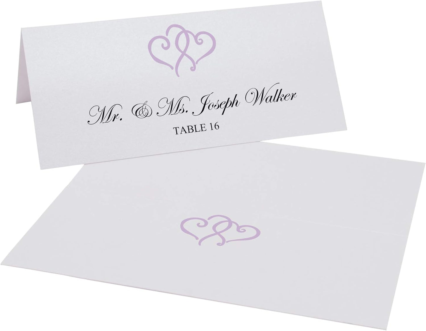Linked Hearts Place Cards, Lavender (Choose Color), Set of 150, Pre-cut and Scored - Wedding, Party, Dinner, and Special Events - Made in the USA