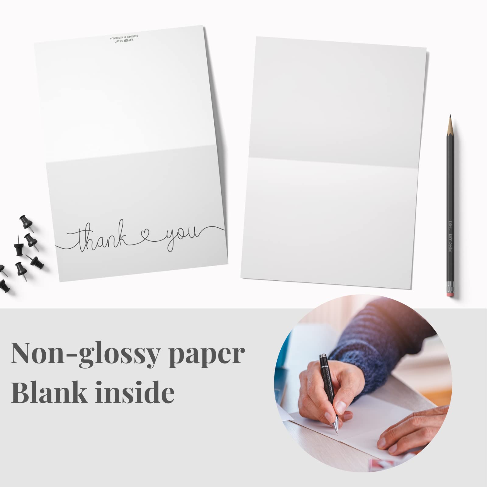 Thank You Cards with Kraft Envelopes and Stickers, Bulk Pack of 20, 4x6 Inch Professional Looking