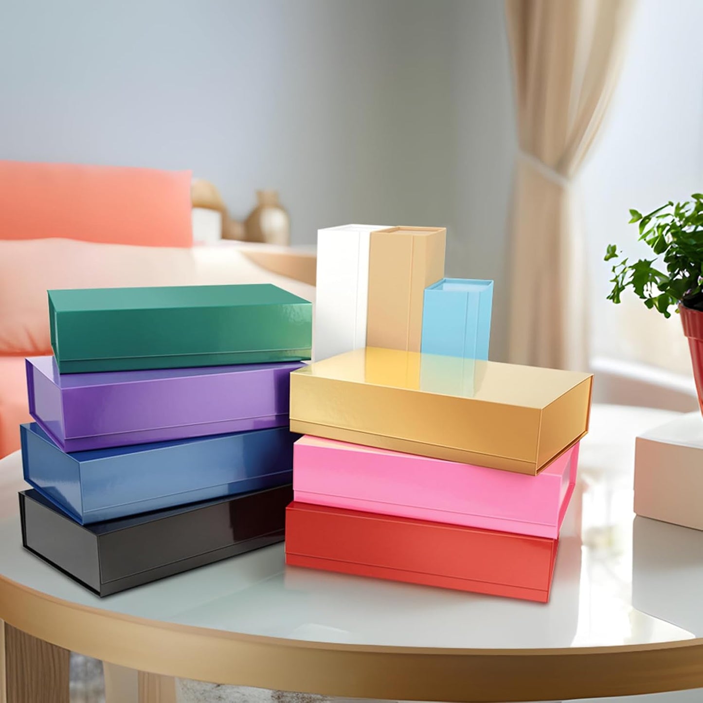 PACKHOME 6 Extra Large Gift Boxes 17.5x11.3x4.3 Inches, Sturdy Shirt Boxes with Magnetic Lids for Clothes and Large Gifts (Glossy Gold)